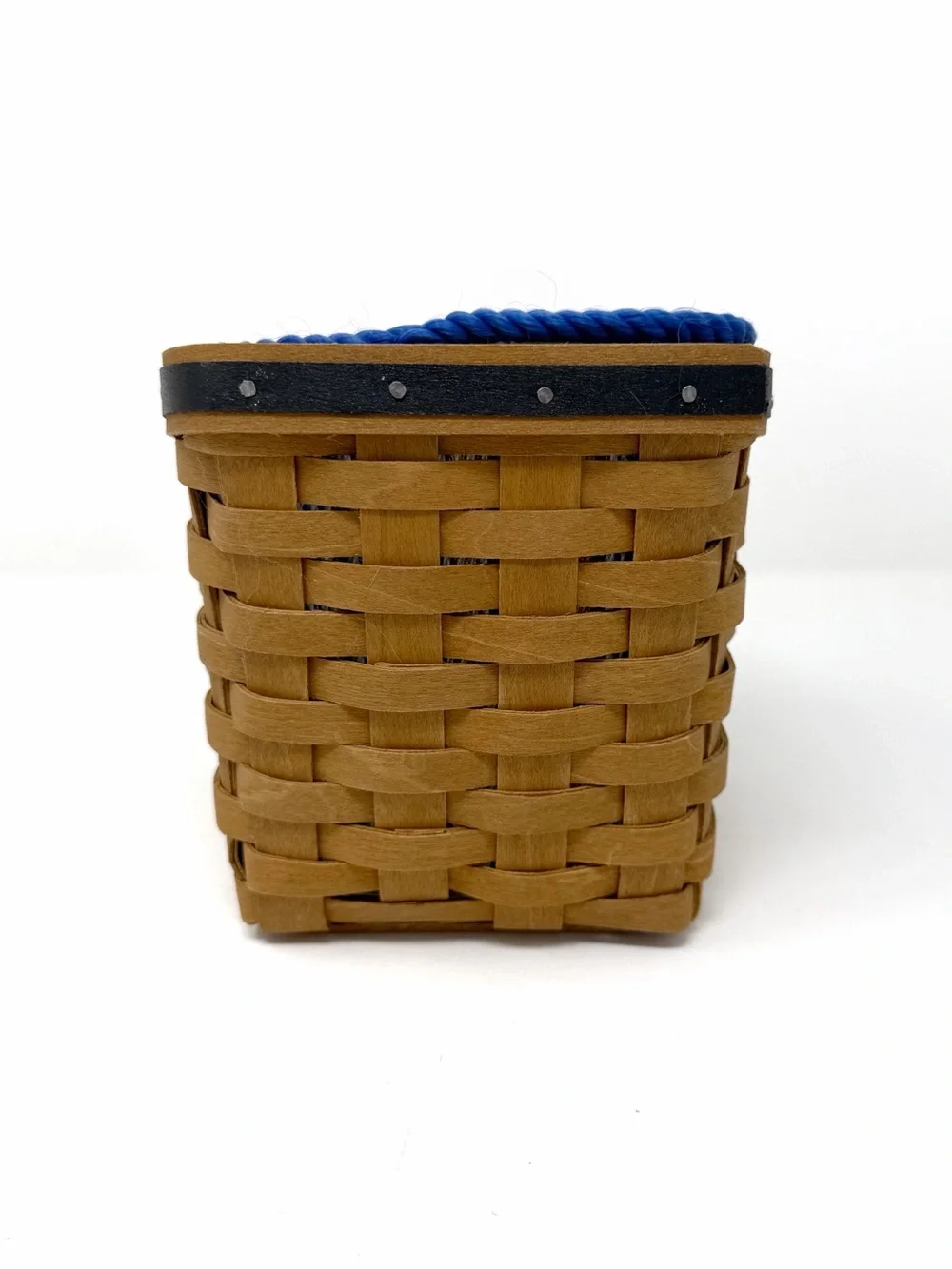 Longaberger Small Basket Liner Protector 2009 Signed Blue Stripe 6x5x5